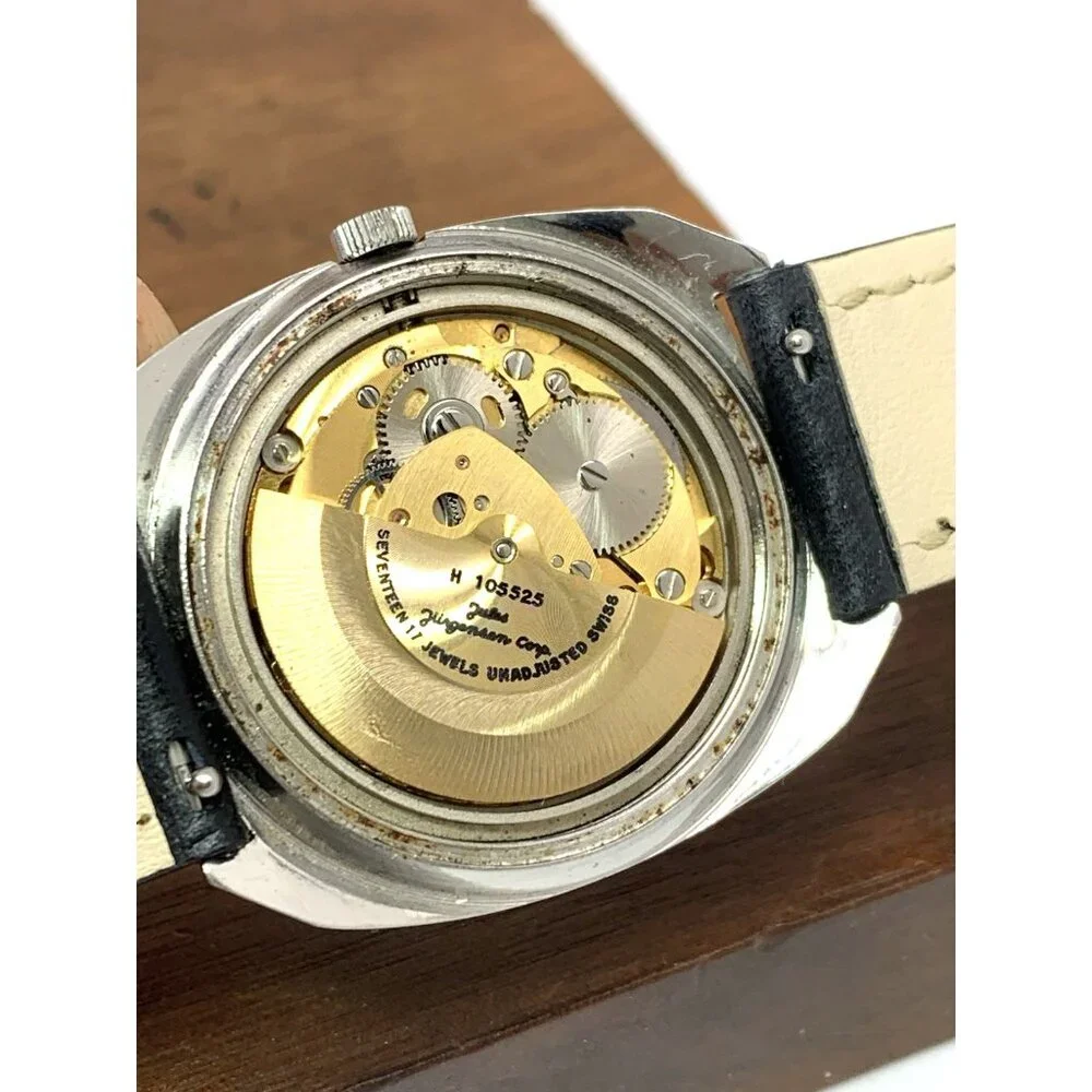 Jules Jurgensen Men's Watch Vintage Swiss Automatic Blue Dial Day Date 35mm